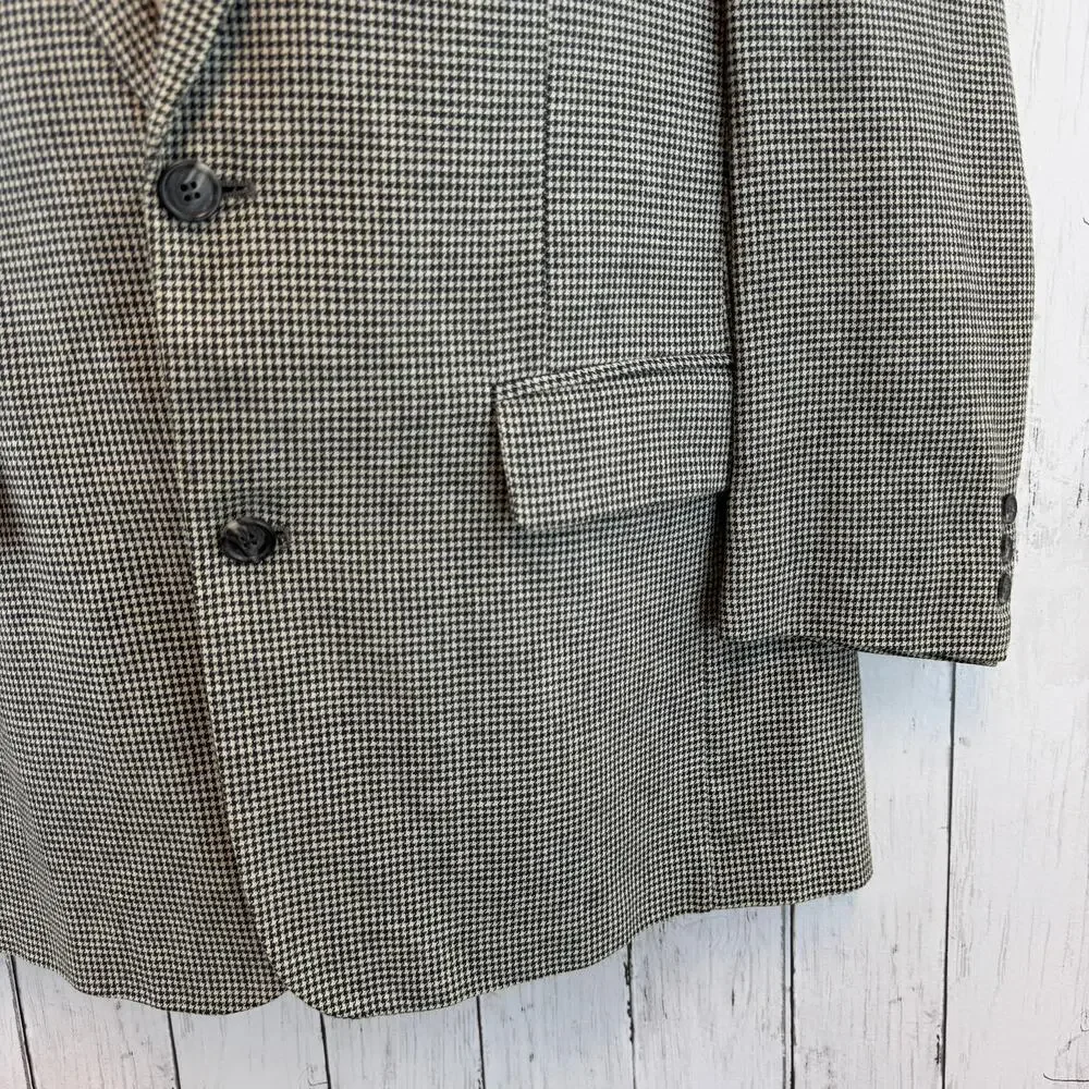 VTG Brooks Brothers Black White Houndstooth 2-Button Sport Coat Blazer Size 41L